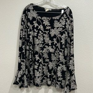 Jillian Jones Sparkle Bell Sleeve Womens Top SZ 2X